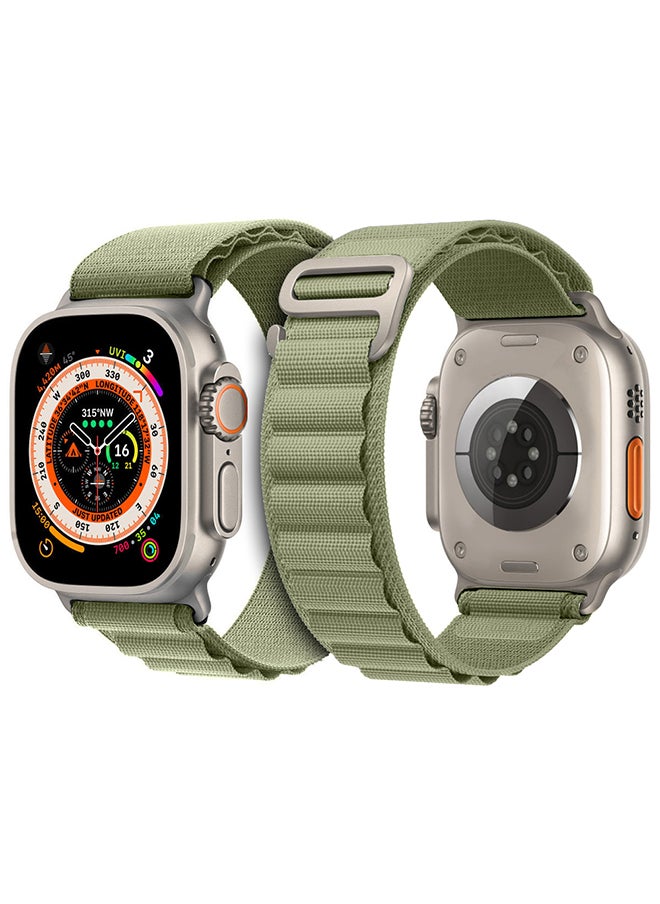 CATANES - Watch Ultra Smartwatch with Rugged Titanium Case and Alpine Loop 49mm Fitness Tracker Precision GPS Action Button Extra Long Battery Life with Green Alpine Loop Band - Image 1