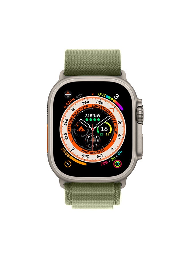 CATANES - Watch Ultra Smartwatch with Rugged Titanium Case and Alpine Loop 49mm Fitness Tracker Precision GPS Action Button Extra Long Battery Life with Green Alpine Loop Band - Image 1