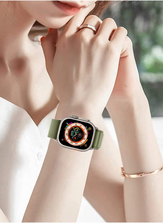 CATANES - Watch Ultra Smartwatch with Rugged Titanium Case and Alpine Loop 49mm Fitness Tracker Precision GPS Action Button Extra Long Battery Life with Green Alpine Loop Band - Image 1