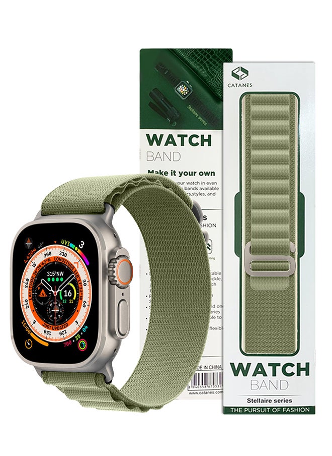 CATANES - Watch Ultra Smartwatch with Rugged Titanium Case and Alpine Loop 49mm Fitness Tracker Precision GPS Action Button Extra Long Battery Life with Green Alpine Loop Band - Image 1