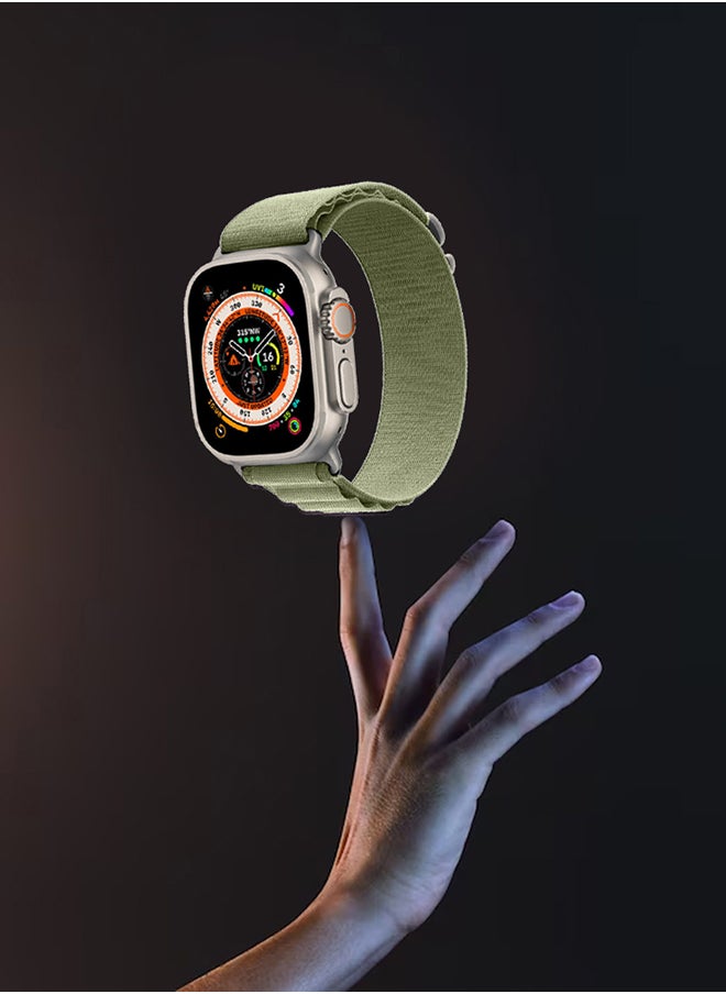 CATANES - Watch Ultra Smartwatch with Rugged Titanium Case and Alpine Loop 49mm Fitness Tracker Precision GPS Action Button Extra Long Battery Life with Green Alpine Loop Band - Image 1
