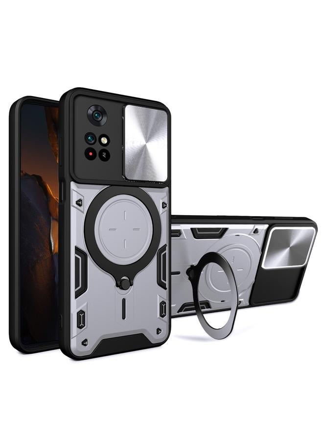 The Bros Case For Xiaomi Poco M4 Pro 4G CD Texture Sliding Camshield Magnetic Holder Phone Case