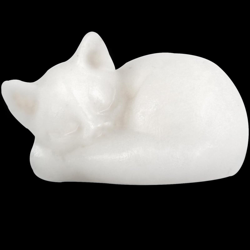 Ytbeoxk 2.1 Inch White Jade Cat Crystal Statue  Healing Crystal Sleeping Cat Gemstones Decorations  Lucky Cute Kitten Figurines  White Cat Gift Crystal Home Office Desk Decor for Cat Lover Man Woman - Image 1