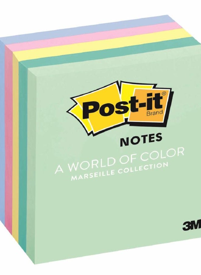 Post-it Notes, 3x3 in, 5 Pads, America's #1 Favorite Sticky Notes, Marseille Collection, Pastel Colors (Pink, Mint, Yellow), Recyclable (654-AST) - Image 1
