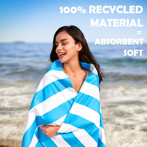 Your Choice Microfiber Quick Dry Sand-Free Beach Towel for Adults & Kids - Oversized, Compact, Lightweight, Absorben - Camping Towel - Light Blue and White Stripe, Large Beach Towel 60x30 Inch - Image 4