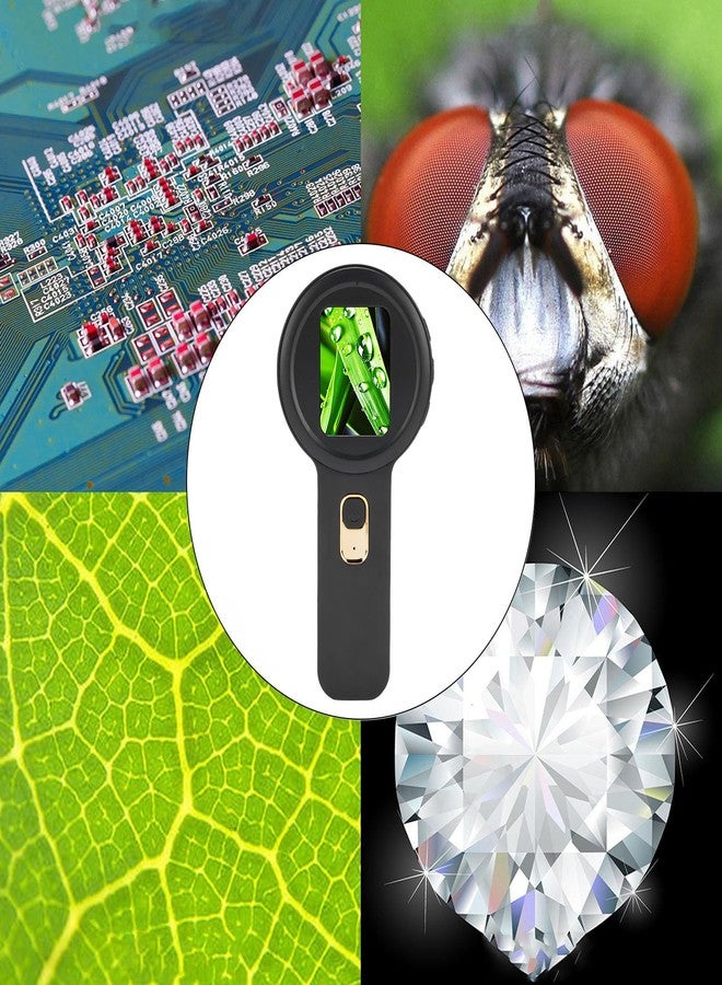 YUEHISY Portable Digital Magnifying Glass with 200X Magnification, 16 LED Adjustable Lighting & 2 Inch HD Display, Handheld Digital Microscope (Black) - Image 3