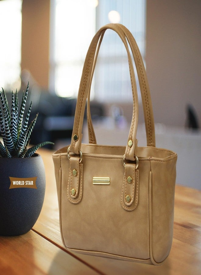 WORLD STAR PU Handbag for Womens | Brown - Image 4