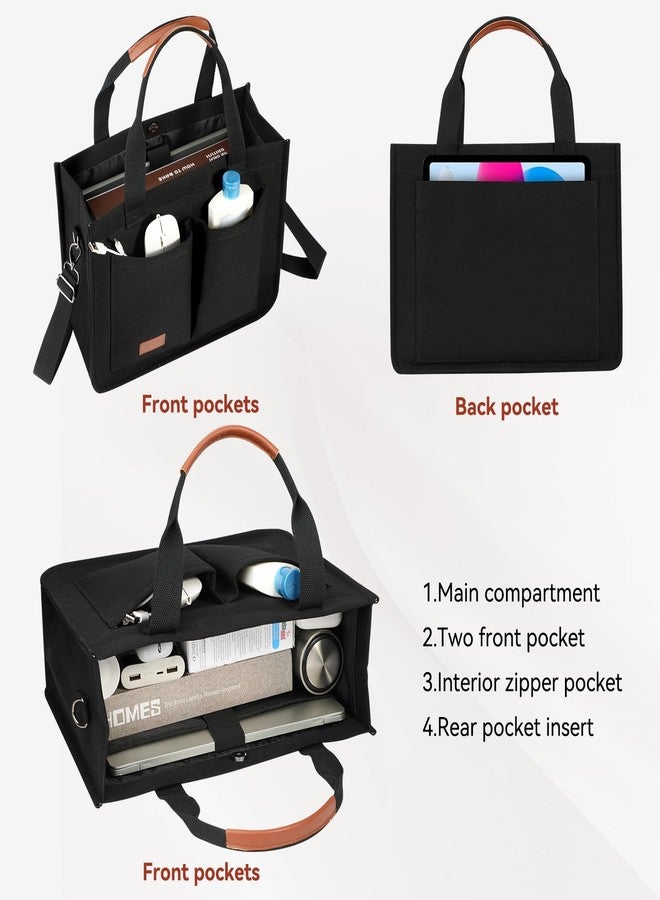 Voova Large Canvas Tote Bag for Women, Womens Laptop Work Bags Crossbody Purse Handbag Shoulder Travel Messenger Totes, Black - Image 4