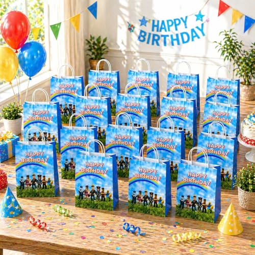 IndoTribe 16 Pcs Game Theme Gift Bags with Handles Goodie Bags Party Favor Bags Paper Bags with Handles for Candies, Treaty, Gifts and Return Gift Pixel Birthday Party Favors Video Game Birthday Party Supplies - Image 5