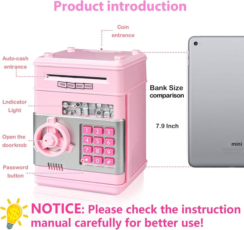 MAGIBX Kids Piggy Bank for Girls - Toys for 5 6 7 8 9 10 Year Old Girl Birthday Gifts - Electronic Piggy Bank ATM Machine Money Safe for Kids Toys Age 6-8-10 - Image 3