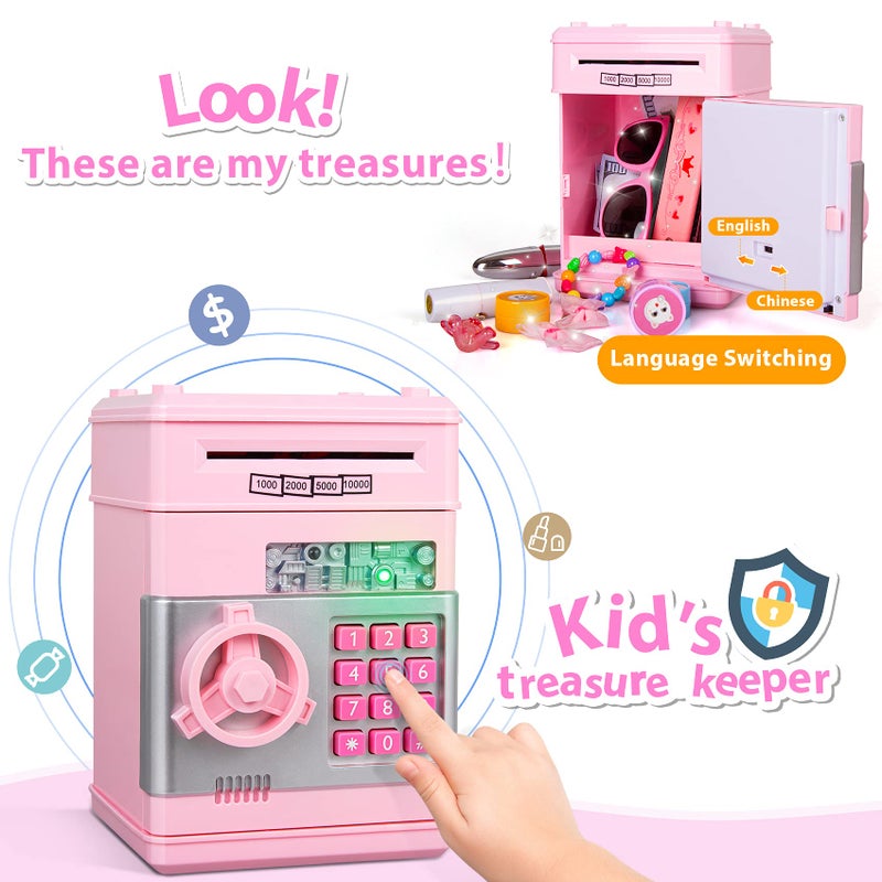 MAGIBX Kids Piggy Bank for Girls - Toys for 5 6 7 8 9 10 Year Old Girl Birthday Gifts - Electronic Piggy Bank ATM Machine Money Safe for Kids Toys Age 6-8-10 - Image 5