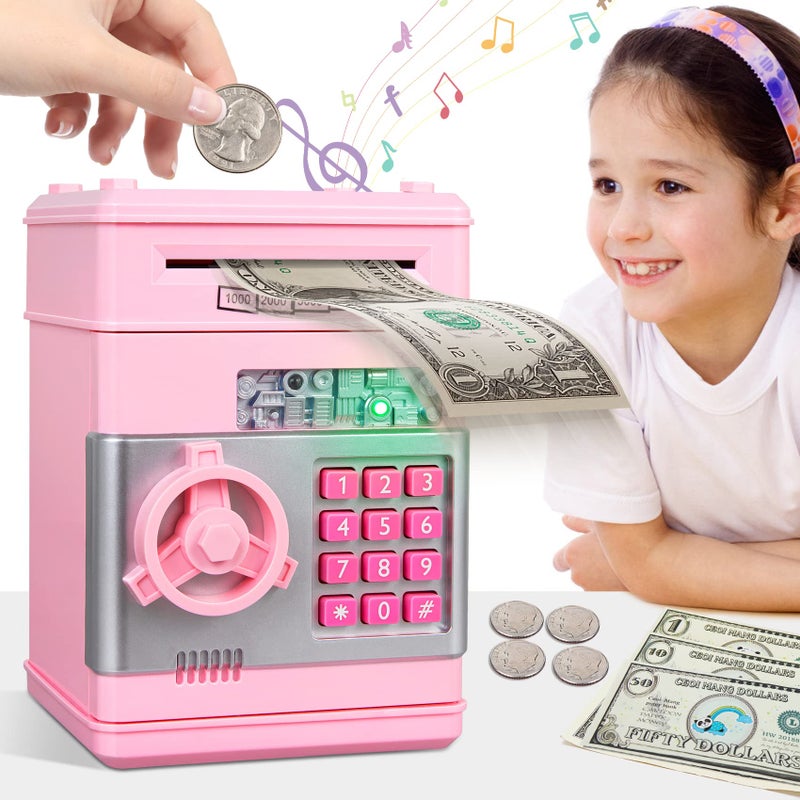 MAGIBX Kids Piggy Bank for Girls - Toys for 5 6 7 8 9 10 Year Old Girl Birthday Gifts - Electronic Piggy Bank ATM Machine Money Safe for Kids Toys Age 6-8-10 - Image 1