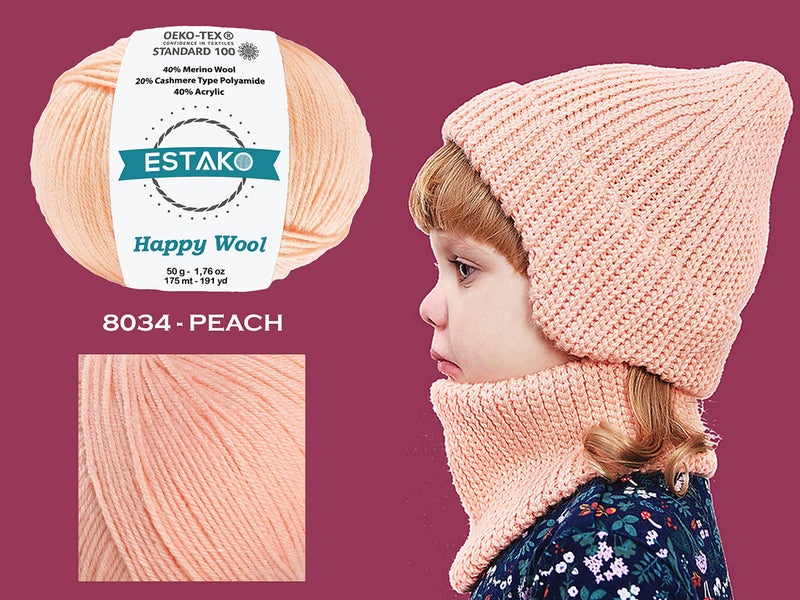Estako Happy Wool (2 Skeins Pack) 40% Merino Wool 20% Cashmere Type Polyamide 40% Acyrlic Fingering Weight Soft Knitting and Crochet Yarn (2 x 1.76 oz) (2 x 191 yds) (8036 - Baby Pink) - Image 4