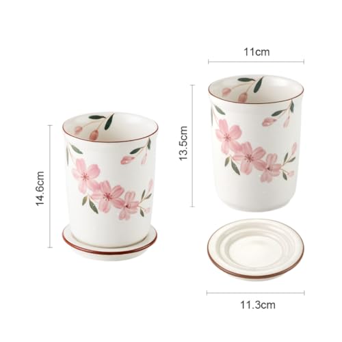 WAIT FLY Sakura Porcelain Kitchen Utensil Holder with Bottom Flatware Storage Organizer Utensil Crock for Countertop Kitchen Counter Decor - Image 3