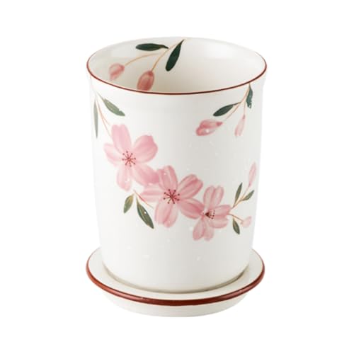 WAIT FLY Sakura Porcelain Kitchen Utensil Holder with Bottom Flatware Storage Organizer Utensil Crock for Countertop Kitchen Counter Decor - Image 1
