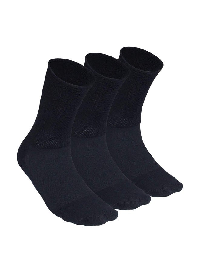 AUXIMPRO Bamboo Fibre Diabetic Bamboo Ankle Length Socks For Men & Women, Breathable & Blister Protection, Pack Of 3, Black - Image 1
