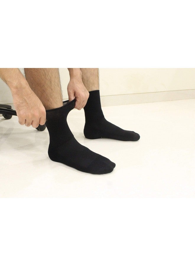 AUXIMPRO Bamboo Fibre Diabetic Bamboo Ankle Length Socks For Men & Women, Breathable & Blister Protection, Pack Of 3, Black - Image 2