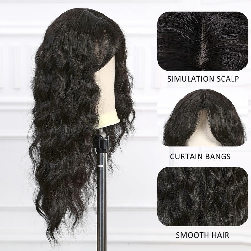 Esmee Long Wavy Ombre Platinum Blonde Wig for Women Natural Synthetic Hair Heat Resistant Wigs with Fringe - Image 3