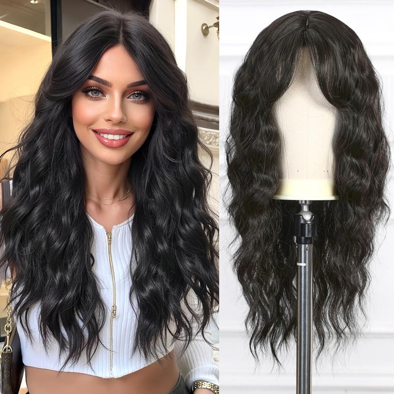 Esmee Long Wavy Ombre Platinum Blonde Wig for Women Natural Synthetic Hair Heat Resistant Wigs with Fringe - Image 1
