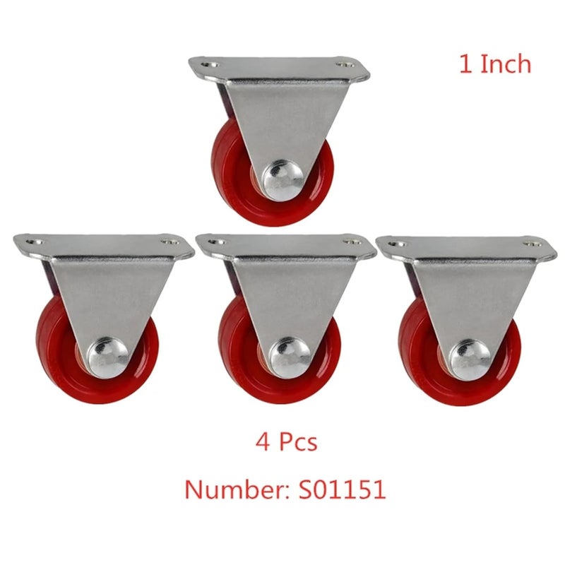 1 Inch Light Jujube Red Polyurethane Furniture Casters Set Of 4 Pcs - Image 3