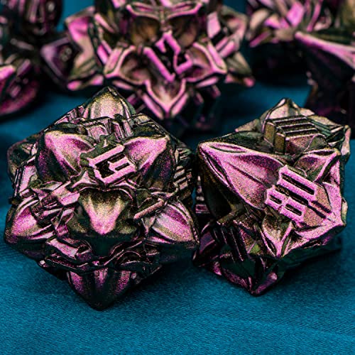 ARUOHHA DND Metal Dice Set Purple Red Leaf Design Polyhedral Dice with Box 7PCS D and D Dice RPG Role Playing Games D20 D12 D10 D8 D6 - Image 5