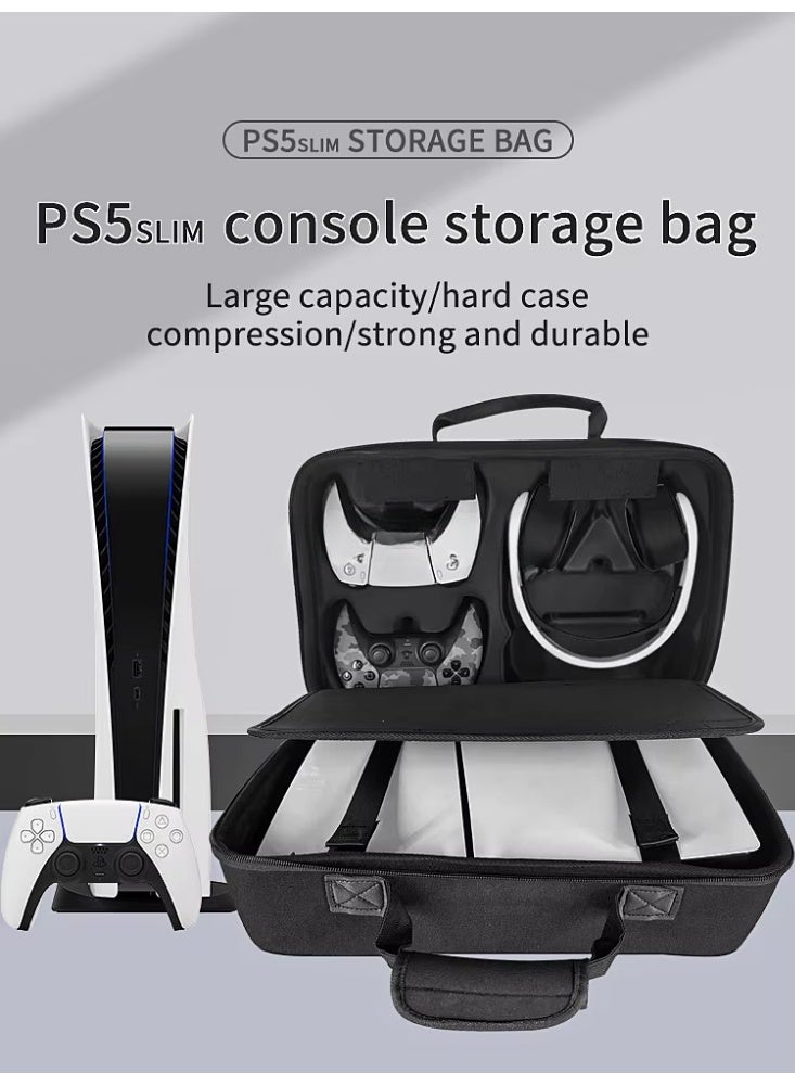Altheqa PS5 Slim Travel Storage Handbag Shoulder Bag with Strap for PlayStation 5 Slim Disc and Digital Edition EVA Hard Carrying Case for PS5 Slim Console (Grey) - Image 3