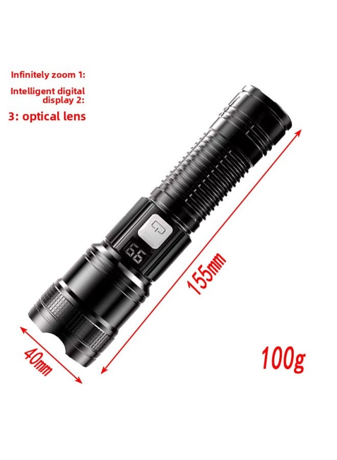 Multi-function Flashlight Rechargeable Portable Intelligent Digital Explosive Volume Long-shot Zoom USB Super Bright Flashlight-Product Specifications:Intelligent Digital Display + Stepless Zoom + Optical Lens  - Image 1