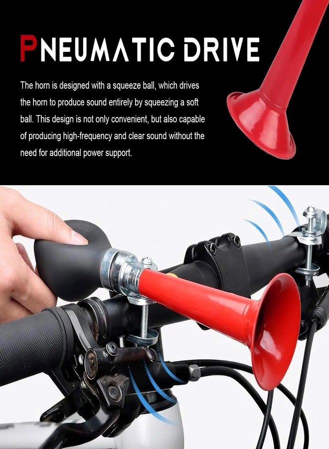 Zosgrew Bicycle Air Horn, Waterproof Classic Retro Bugle Bike Horn, Metal Spherical Squeeze Loudspeaker, Universal for Most Bicycles (Red) - Image 3