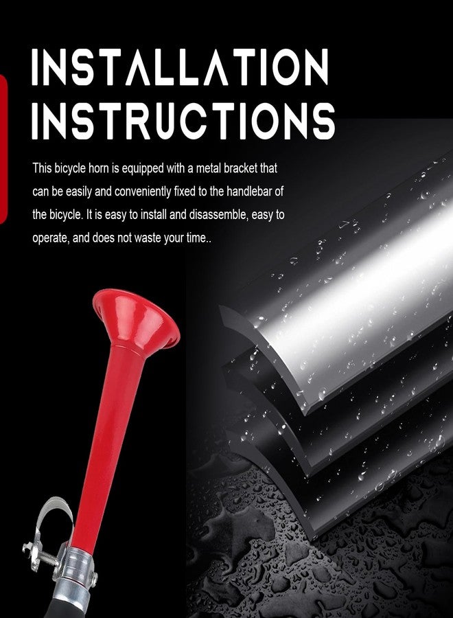 Zosgrew Bicycle Air Horn, Waterproof Classic Retro Bugle Bike Horn, Metal Spherical Squeeze Loudspeaker, Universal for Most Bicycles (Red) - Image 5