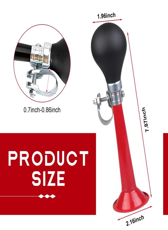 Zosgrew Bicycle Air Horn, Waterproof Classic Retro Bugle Bike Horn, Metal Spherical Squeeze Loudspeaker, Universal for Most Bicycles (Red) - Image 2