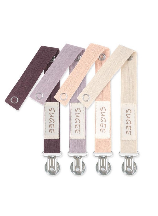 SUGEE Baby Pacifier Clip Leash Holder Unisex For 4 Pack Gift Set With Neutral Solid Colors ;Soft Linen Pacifier Clips ; Fabric Pacifier Strap With Clip Keeps Pacifiers & Teethers In Place (Purple - Image 5