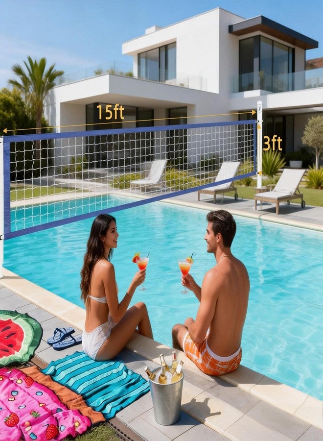 Could Spark 15FT Pool Volleyball Net with 10Ft Straps Portable Volleyball Net with Carrying Bag Volleyball Small Pool Net for Outdoor Indoor Backyard Yard Beach Above Ground Pool Swimming Pool (Net Only) - Image 2