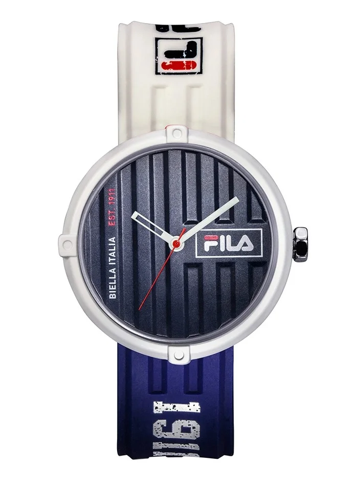 FILA Fila Style Unisex Analog Watch Alloy Steel Case Blue & White Silicone Strap, 38-338-102, size 40mm