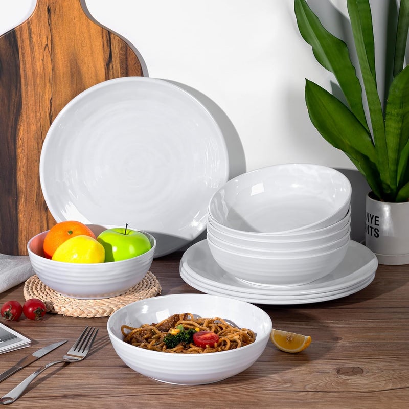 KX-WARE KXWARE 8inch Melamine Bowls 40ounce SaladPastaDinner Bowls set of 6 White - Image 4