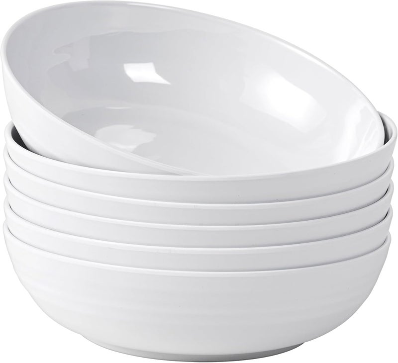 KX-WARE KXWARE 8inch Melamine Bowls 40ounce SaladPastaDinner Bowls set of 6 White - Image 1