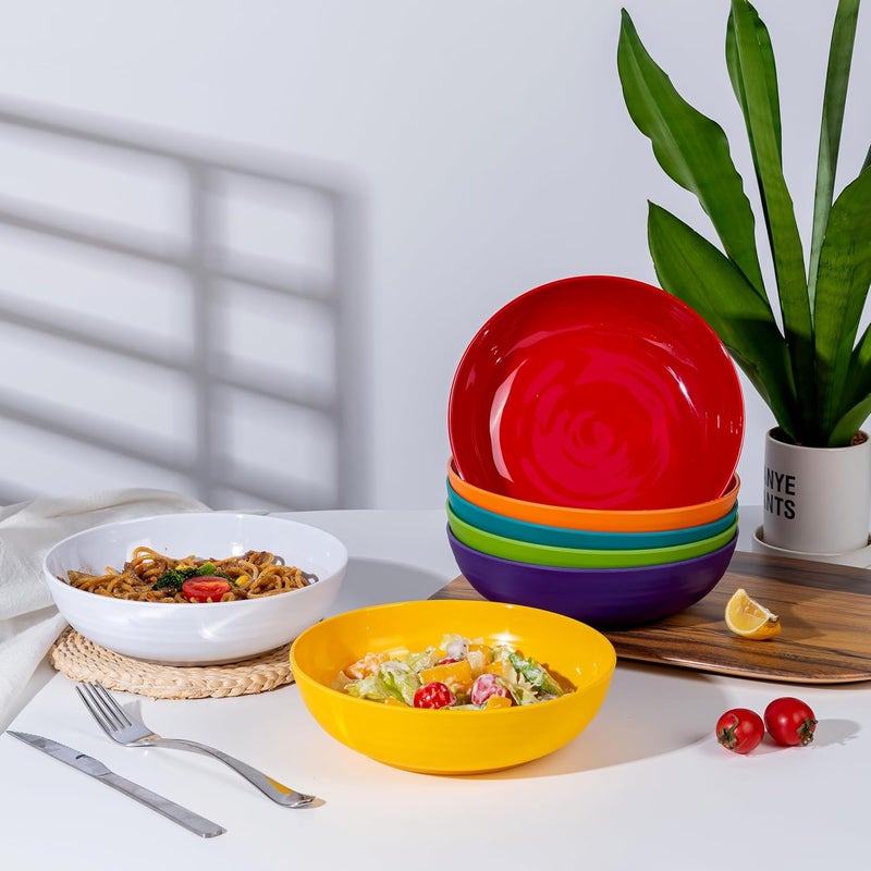 KX-WARE KXWARE 8inch Melamine Bowls 40ounce SaladPastaDinner Bowls set of 6 White - Image 3