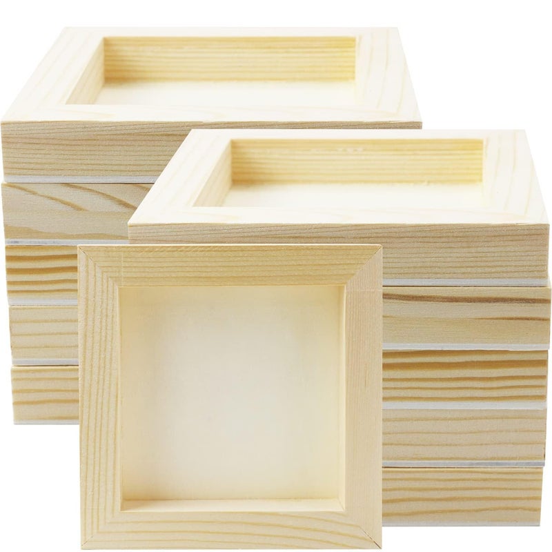 FSWCCK 10 Pack 5 x 5 inch Wood Panel Boards Unfinished Wood Canvas Panels for Crafts Painting Canvas DIY Art Projects Pouring Arts Use with Oils Acrylics