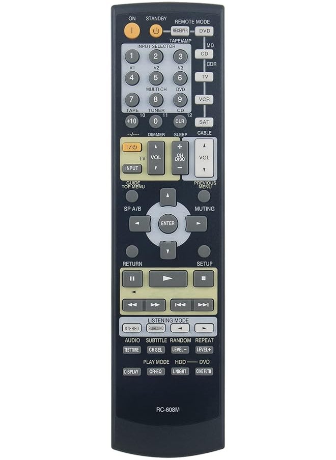 إيروريكس - جهاز تحكم عن بعد بديل Rc 608M مناسب لجهاز استقبال Onkyo AV Skf 530F Skc 530C Skm 530S Hts780S Tx Sr504S Tx Sr8450 Tx Sr504E Tx Sr504B Txsr503B - Image 1
