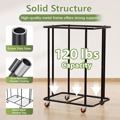 Olldide 220L Laundry Hamper with Lid, Rolling Laundry Basket with Wheels, Large & Tall Dirty Clothes Hamper with Metal Frame and Removable Bag for Bedroom Aesthetic, Laundry Room, Bathroom, Dorm - Image 5