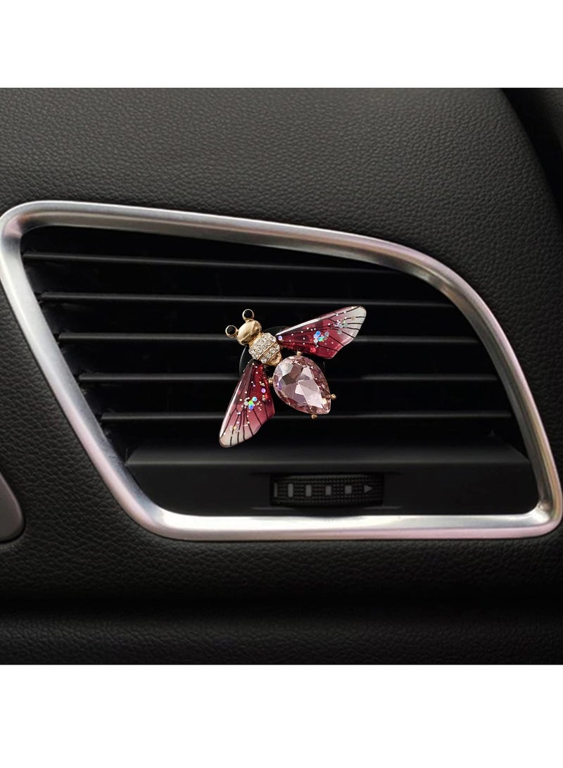 Excefore Bling Heart Air Vent Clips, 3 Pcs Bee Butterfly Dragonfly Car Air Fresheners Clips Car Diffuser Vent Clip Rhinestone Car Decoration Cute Car Interior Decor Bling Car Accessories for Women - Image 5