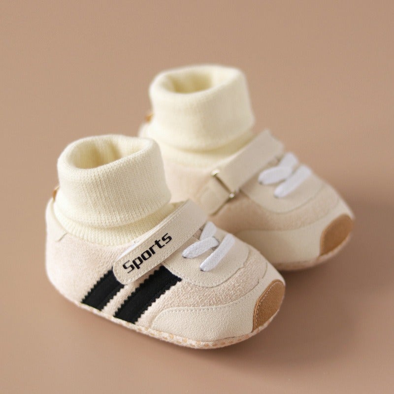 Qi Ta Baby Cotton Boots for 0-12 Months, Soft Sole First-Walk Shoes, Winter Warm Fleece-Lined, Anti-Slip, Unisex - Image 1