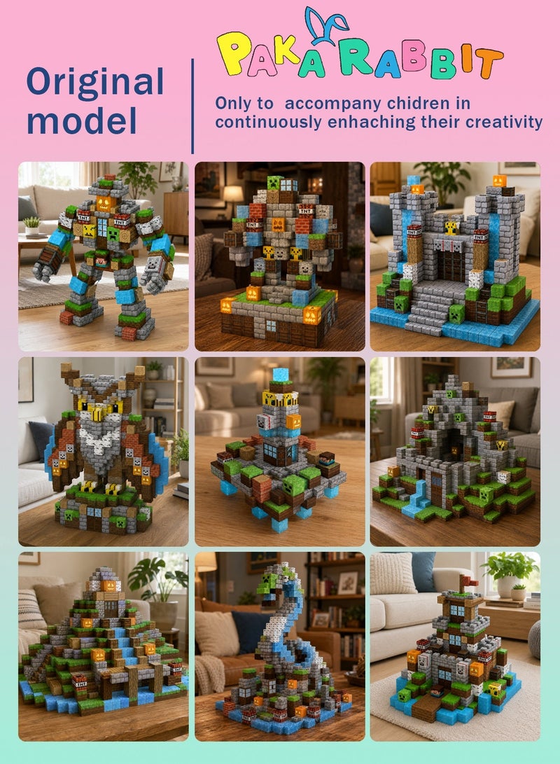 Paka Rabbit High-Strength Magnetic Building Blocks - 100 Pieces Magnetic Building Blocks Magnet Cube Toys Stacking, Build a Forest World Set, STEM Montessori Sensory Toys for 3 4 5 6 7 8 9 10 Boys Girls Birthday Gift - Image 2