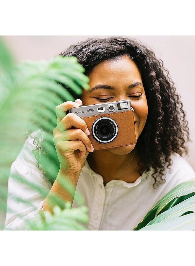 أجريون ​​حقيبة لـ Fuji Mini EVO، حقيبة كاميرا متوافقة مع كاميرا Fuji Mini EVO مع حزام كتف قابل للتعديل بنسيج ليتشي بني نمط أفقي - Image 2