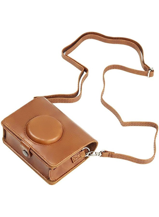 أجريون ​​حقيبة لـ Fuji Mini EVO، حقيبة كاميرا متوافقة مع كاميرا Fuji Mini EVO مع حزام كتف قابل للتعديل بنسيج ليتشي بني نمط أفقي - Image 5