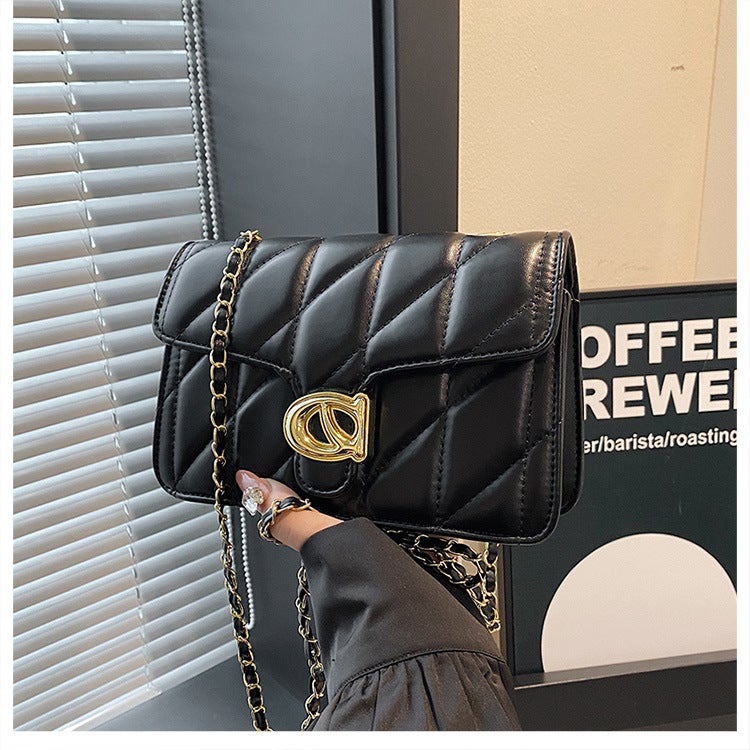 New Style Rhombus Embroidery Thread Versatile Small Fragrance Hand-Held One-Shoulder Diagonal Armpit Women'S Bag Chain Fashionable Elegant High-End