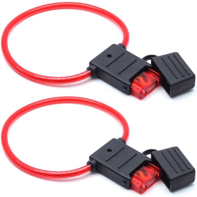 AUTUT 2 Pcs Automotive In-line Blade Fuse Holder, 10 AWG, 50A for Large Vehicles - Image 1