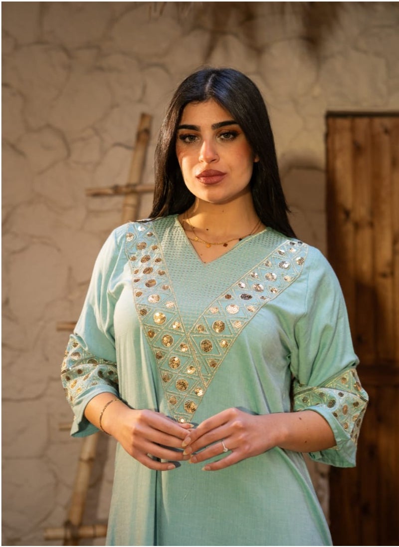 Luxurious jalabiya with a distinctive look, elegant linen and shiny sequins A455 - pzsku/Z03FD05AE67ED1B324835Z/45/1741806492/b0d38769-5222-42f9-a12f-4e2f4445de9b