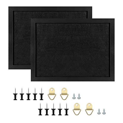 TORASO Cork Board Bulletin Board, Cork Boards for Walls with Pins, Eye Bolts, gaskets, Screws, Pin Board for Office, School and Home (All Black, 11“x14.5” - 2p) - Image 1