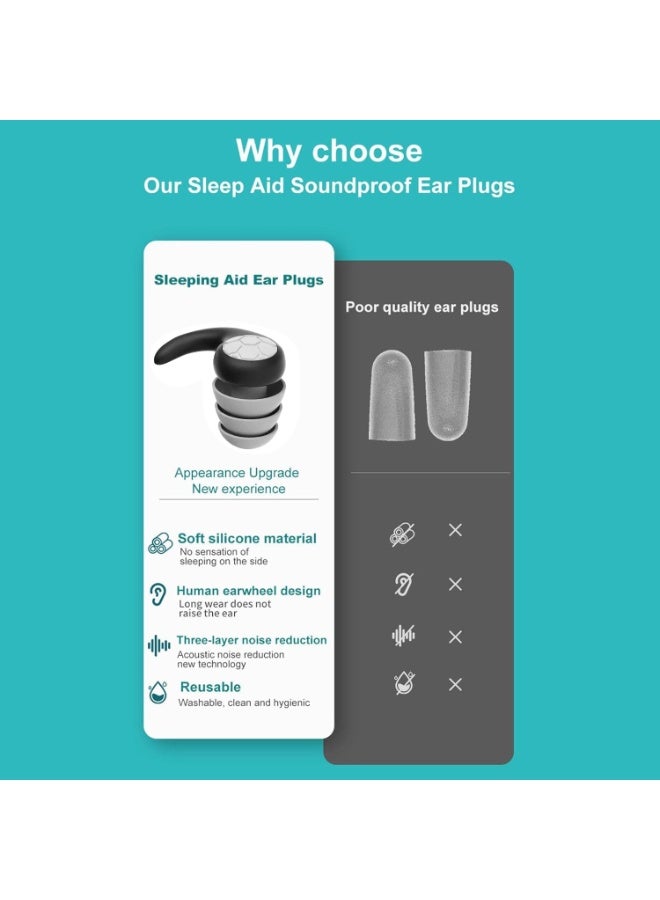 Eworld Noise Cancelling Earplugs for Sleeping, Reusable Ear Plugs for Kids & Adults – Comfortable Silicone & Foam Ear Protection for Snoring, Work, Swimming, Travel, Studying & Concerts - Image 2