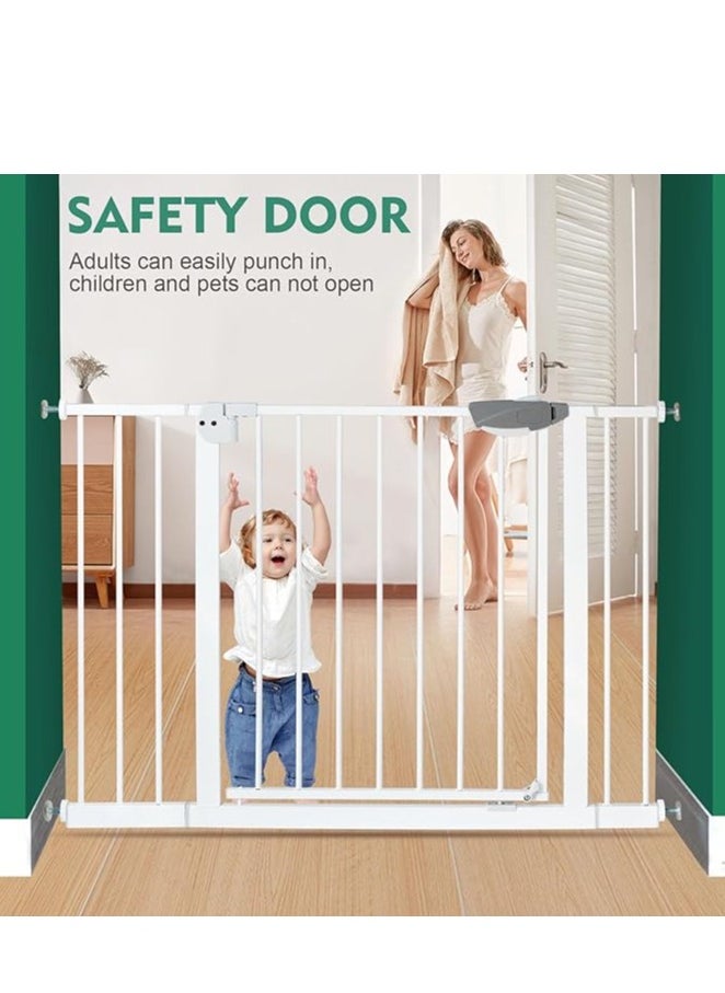 Generic Auto Close Safety Baby Gate, Extra Wide Child Fence Gate 75-84cm + 20cm Extension Kit Maximum Suitable For 114cm, Baby Fence Barrier Dog Gate Baby Gates for Stairs and Doorways, Easy Install (Gate + 20cm Extension Kit)  - Image 1